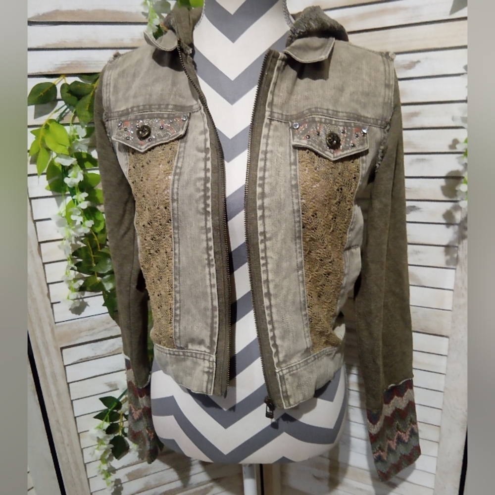 Miss Me Olive Green Jacket (1258) - Picture 4 of 10